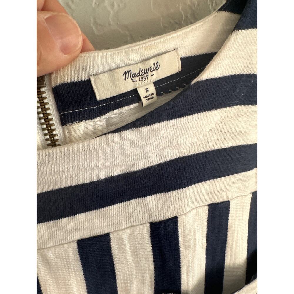 Madewell Blue Stripe Zipper Dress Preppy Nautical Vacation Seaside Coastal Yacht - Picture 4 of 8